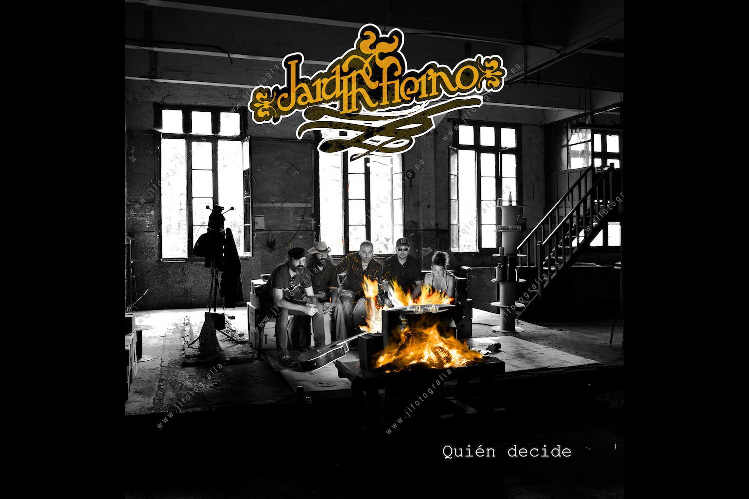 Portada del disco LP, Quién Decide, del grupo de rock Jardín Infierno